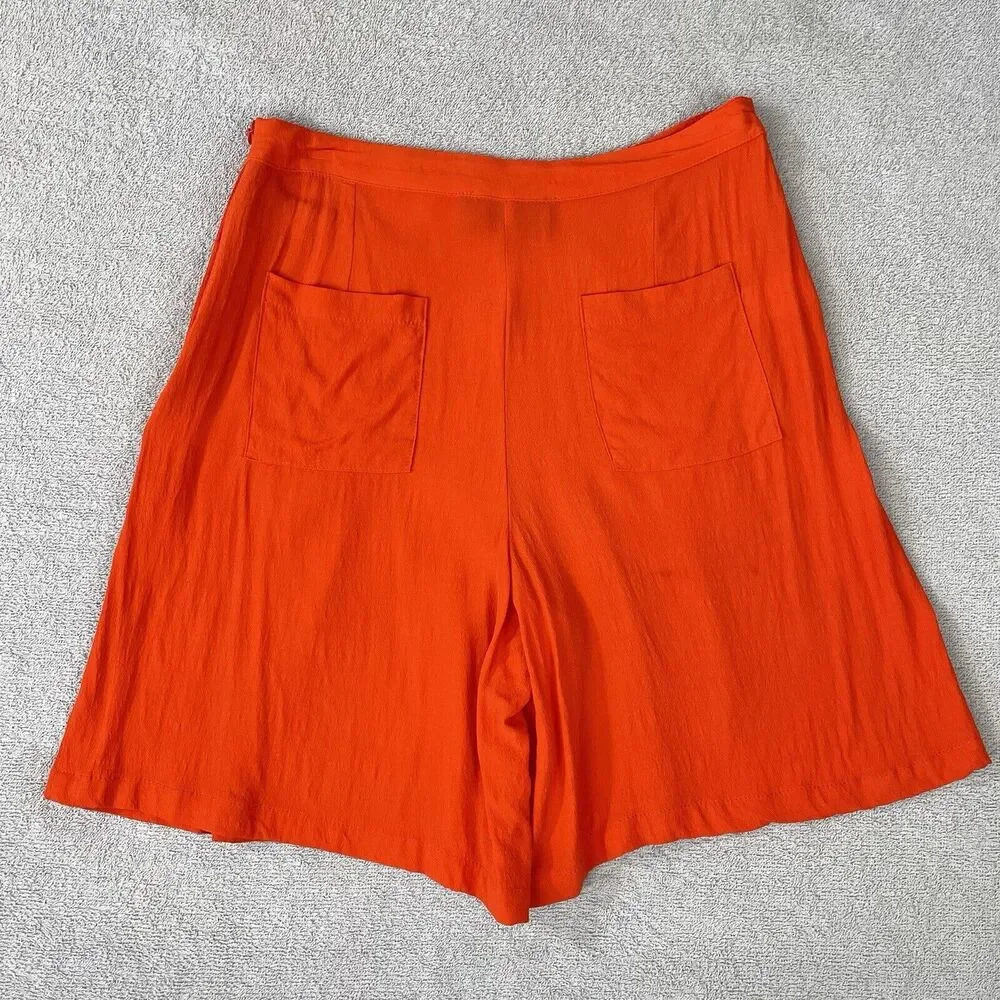 Sunday In Brooklyn Gerbera Wide Leg Pleated Shorts Ladies 4 Orange Anthropologie